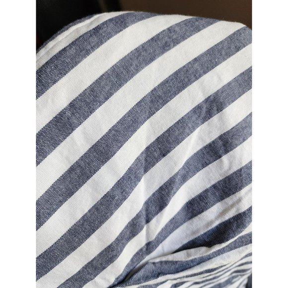 ZARA Women's Blue White Striped Wide Leg Pleated Cropped Pants Size Large - Picture 16 of 16